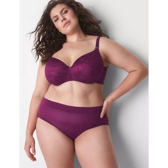 Cacique Dark Purple Invisible Lace Backsmoother Lightly Lined Balconette Bra - Picture 1 of 15